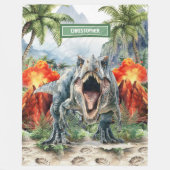 激怒Tレックス毛布名前をカスタムする パーソナライズされた フリースブランケット (正面)