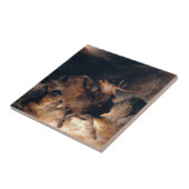 激流の中でシカと猟犬 タイル (側面)