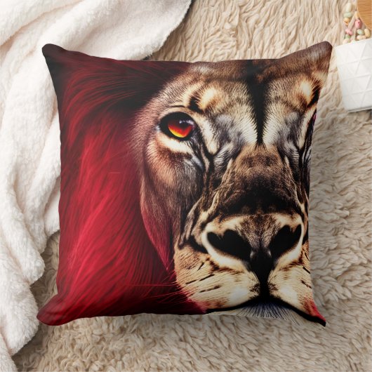 激素晴らししい荒野の雄ライオン クッション (ブランケット)