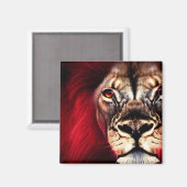 激素晴らししい荒野の雄ライオン マグネット (正面/裏面)