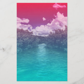 激賞の恋人の鍵のトリップ（幻覚体験）のようななピンクの青い海 便箋