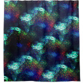 濃いはかりで測青から色の背景に派手な シャワーカーテン (正面)