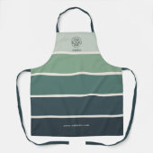 濃いはっきりした緑のグラデーションストライプロゴ エプロン (正面)