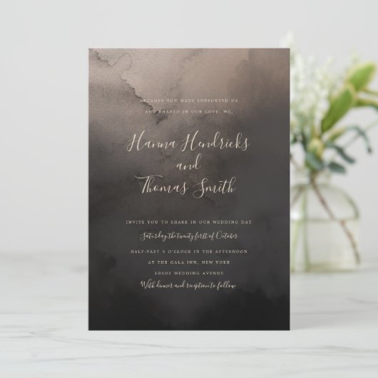 濃いインク結婚式招待状 招待状 (スタンド正面)