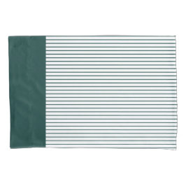  濃いエメラルドグリーンホワイトシンストライプの  枕カバー