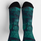 濃いエメラルドグリーン葉アイビーの水滴 ソックス (上部)