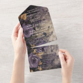 濃いエレガントゴシック紫色のフローラバラ電子メール オールインワン招待状 (貼ってはがせる)