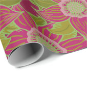 濃いエレガントピンクの緑のポインセチア・クリスマス ラッピングペーパー (ロールコーナー)