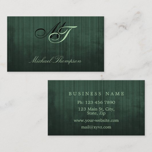 濃いエレガント濃い緑モダンの黒のラスティックメタル 名刺 (正面/裏面)