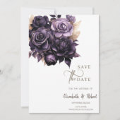 濃いエレガント紫のバラは日付を保存 セーブザデート (正面)