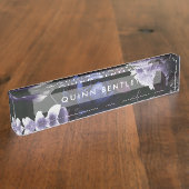 濃いエレガント紫フローラ デスクネームプレート (側面)