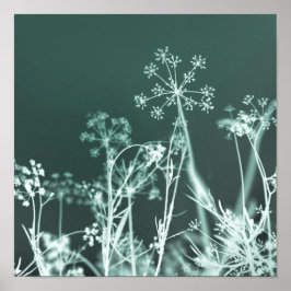 濃いエレガント緑のフローラ抽象芸術 ポスター