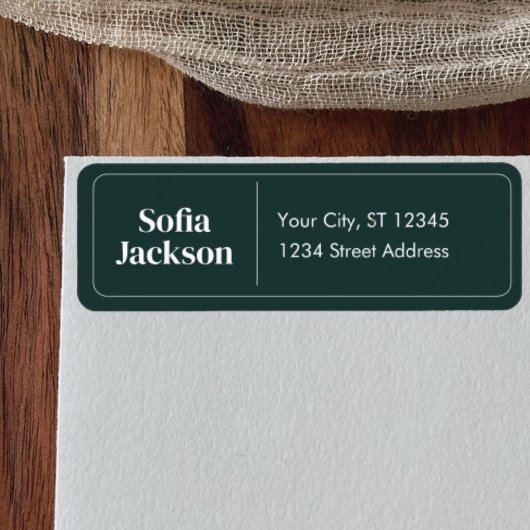 濃いエレガント緑の名前スクリプト差出人住所 ラベル