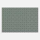濃いエレガント緑の白い幾何学的イスラム様式 ラッピングペーパーシート (正面)