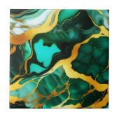 濃いエレガント緑の黄金の黄色フェイク大理石 タイル (正面)