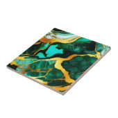 濃いエレガント緑の黄金の黄色フェイク大理石 タイル (側面)