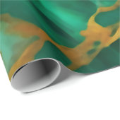 濃いエレガント緑の黄金の黄色フェイク大理石 ラッピングペーパー (ロールコーナー)