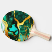 濃いエレガント緑の黄金の黄色フェイク大理石 卓球ラケット (横)