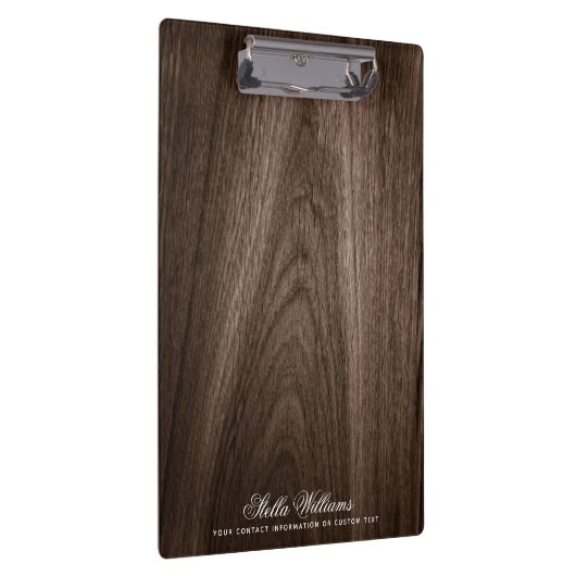 濃いエレガント茶色のオーク材木目名前をカスタムする クリップボード (右)