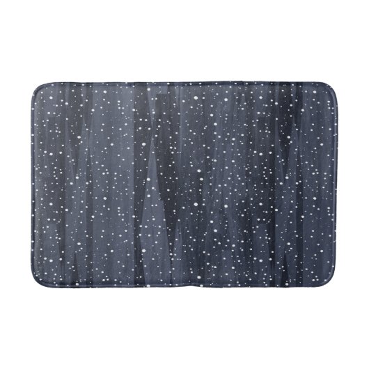 濃いエレガント青の雪のクリスマス バスマット (正面)