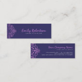 濃いエレガント青色の背景パープルヴィンテージレース スキニー名刺 (正面/裏面)