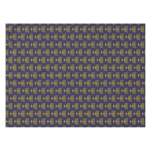 濃いエレガント青 | ハヌカー(ユダヤ教の祭り)ハヌキヤ | (ユダヤ教)メノラー テーブルクロス (正面(横))