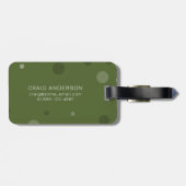 濃いオリーブの緑のポップ・アートの点 ラゲッジタグ (裏面横)