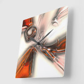 濃いオレンジと真珠または金属のテクスチャ スクエア壁時計 (傾斜)