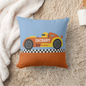 濃いオレンジと黄色のレースカーボーイズルームデコート クッション (ブランケット)