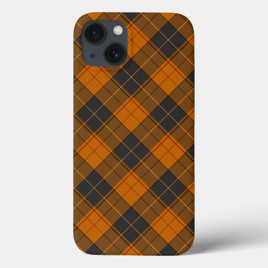 濃いオレンジのシンプルなタータン斜め柄 Case-Mate iPhoneケース (裏面)