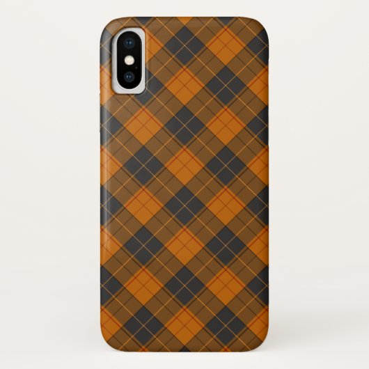 濃いオレンジのシンプルなタータン斜め柄 Case-Mate iPhoneケース (裏面)