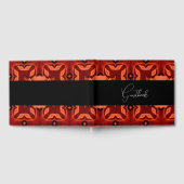 濃いオレンジ色の抽象芸術パタ結婚ーン ゲストブック (全面)