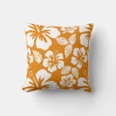 濃いオレンジ色の熱帯ハイビスカス クッション (正面)