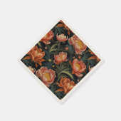 濃いオレンジ色鮮やかの牡丹の花 スタンダードカクテルナプキン (角)
