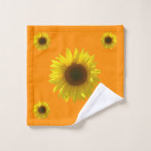 濃いオレンジ – ひまわり バスタオルセット (ウォッシュタオル)