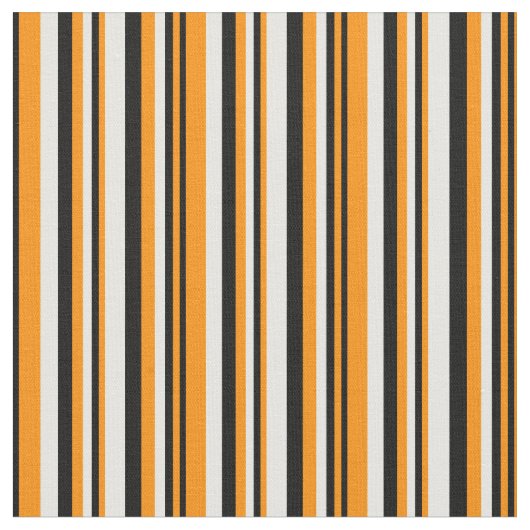 濃いオレンジ、黒と白の裏地/パターストライプのン ファブリック (クローズアップ)