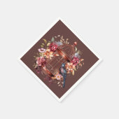 濃いオーバーン茶色のブルーバードケージシャワー スタンダードカクテルナプキン (角)
