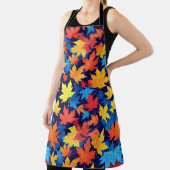 濃いカラフル青の背景の紅葉 エプロン (インサイチュ)