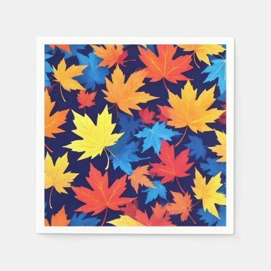 濃いカラフル青の背景の紅葉 スタンダードカクテルナプキン (正面)