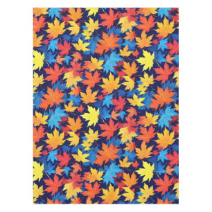 濃いカラフル青の背景の紅葉 テーブルクロス