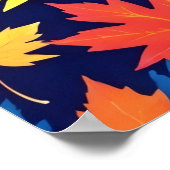 濃いカラフル青の背景の紅葉 ポスター (角)