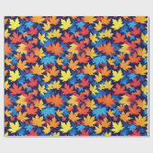 濃いカラフル青の背景の紅葉 ラッピングペーパー (フラット)