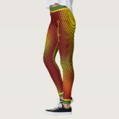 濃いカリブの赤の色の抽象芸術 レギンス (左)