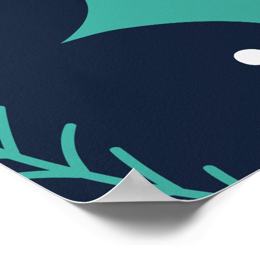 濃いクリスマスヤドリギと葉のパターン ポスター (角)