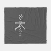 濃いグエレガントレー文字モノグラパーソナライズされたム フリースブランケット (正面(横))