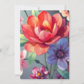 濃いグラデーションの背景を持つムーディ結婚フローラ 招待状 (裏面)