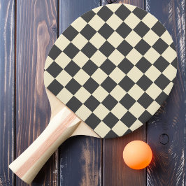 濃いグレーとクリームチェッカー 卓球ラケット