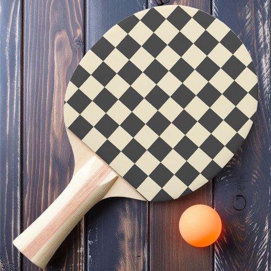 濃いグレーとクリームチェッカー 卓球ラケット