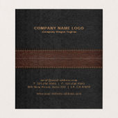 濃いグレーと茶色のステッチフェイク革 名刺 (内部フラット)