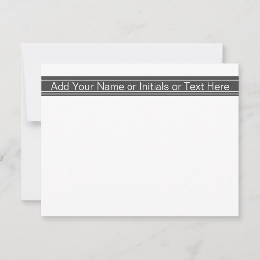 濃いグレーの名パーソナライズされた前のモノグラムのイニシャル ノートカード (正面)